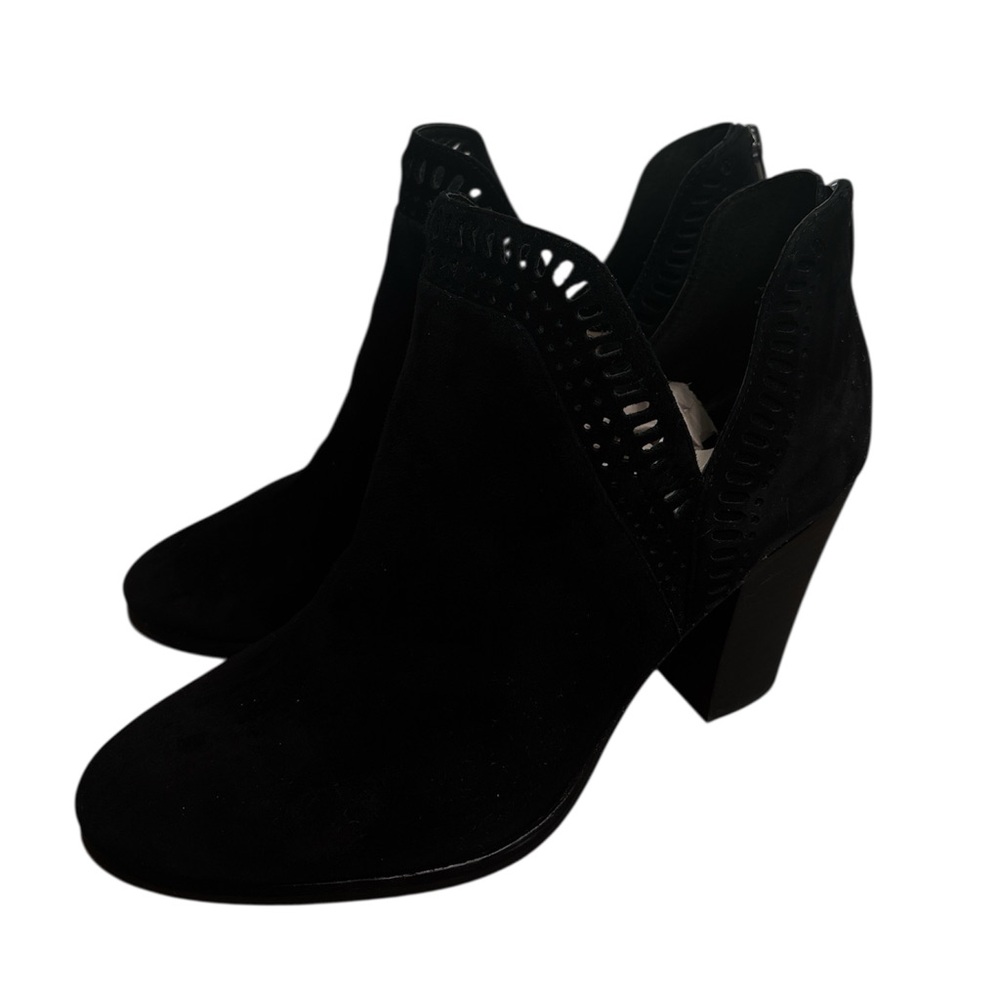 Vince Camuto Ankle Boots Womens Size 9.5 Fileana Split Shaft Bootie Black Suede